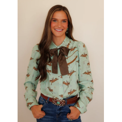 Howdy Hanny Mint Floral Cowboy Pearl Snap Rodeo Shirt