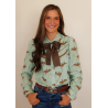 Howdy Hanny Mint Floral Cowboy Pearl Snap Rodeo Shirt