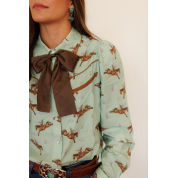 Howdy Hanny Mint Floral Cowboy Pearl Snap Rodeo Shirt