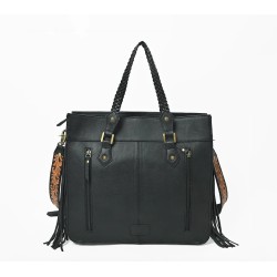 American Darling Hand-Tooled Harness & Hairon Leather Tote