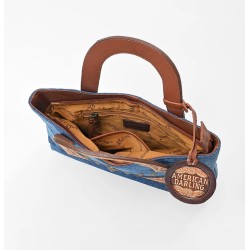 American Darling Denim, Harness & Floral Tooled Leather Tote Handbag