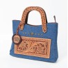 American Darling Denim, Harness & Floral Tooled Leather Tote Handbag