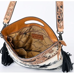 American Darling Aztec Wool & Tooled Leather Shoulder Bag - Western Fringe Crossbody