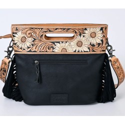 American Darling Aztec Wool & Tooled Leather Shoulder Bag - Western Fringe Crossbody