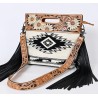 American Darling Aztec Wool & Tooled Leather Shoulder Bag - Western Fringe Crossbody
