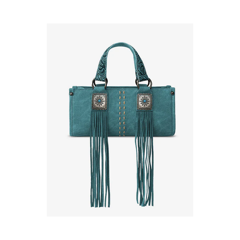 Montana West Western Fringe Concho Mini Crossbody Bag Turquoise