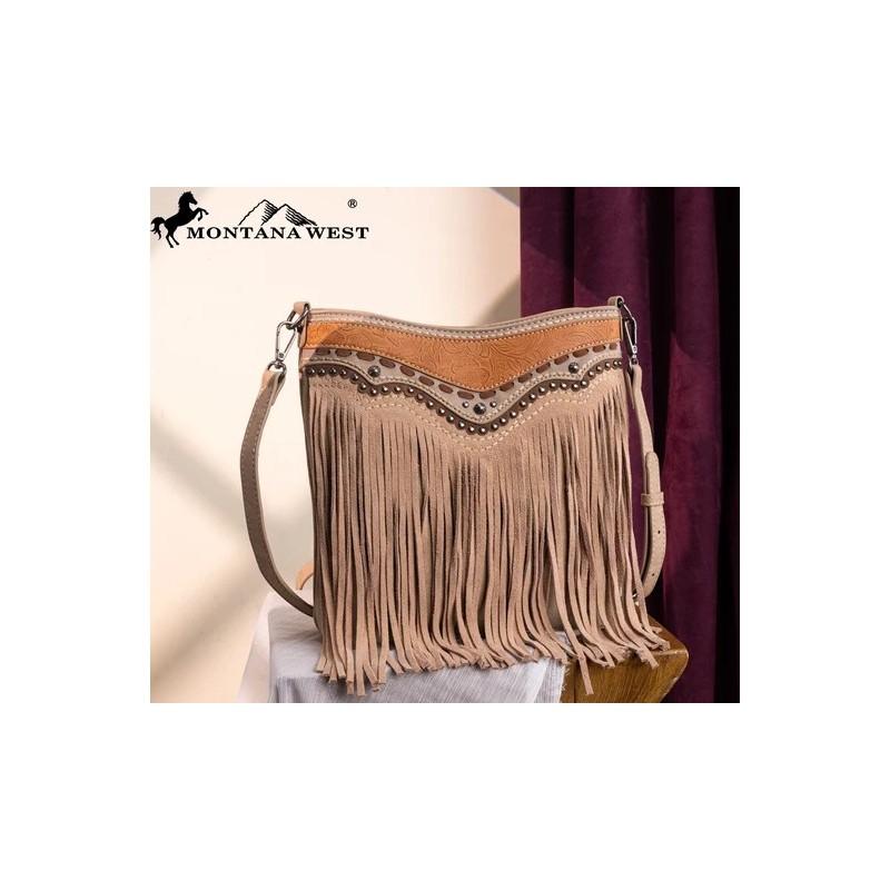 Montana West Fringe Collection Crossbody : Tan