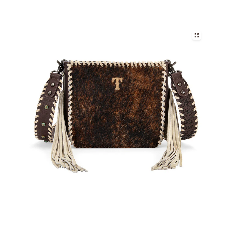 Trinity Ranch Cowhide Fringe Crossbody Bag - Coffee