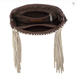 Trinity Ranch Cowhide Fringe Crossbody Bag - Coffee
