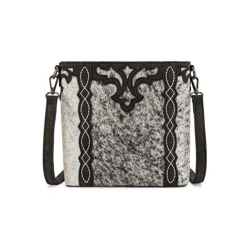 Trinity Ranch Western Hair-On Cowhide Crossbody / Black