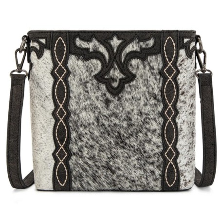 Trinity Ranch Western Hair-On Cowhide Crossbody / Black