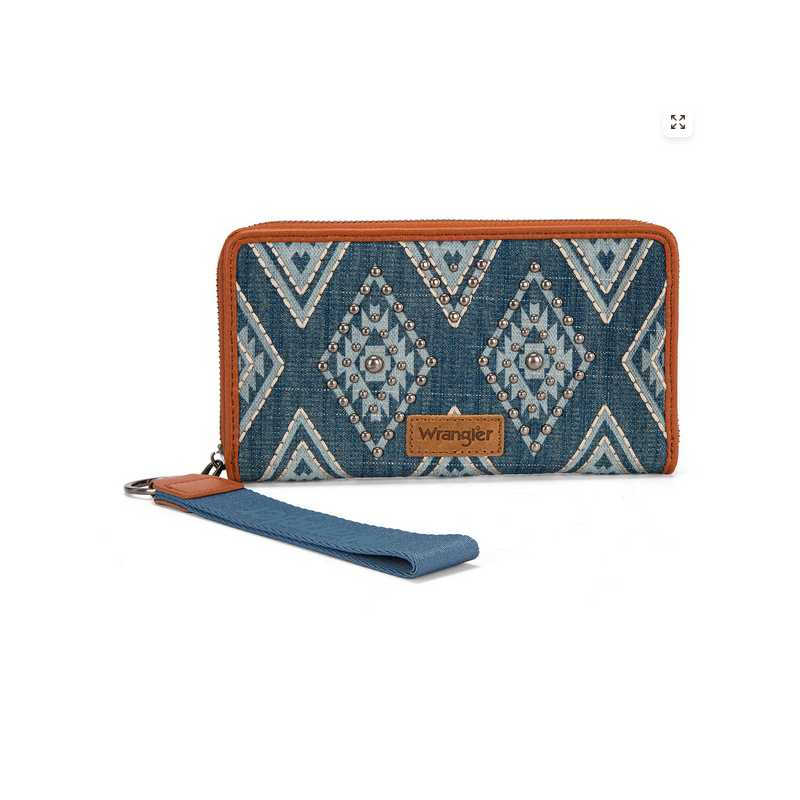Wrangler Aztec Studded Wallet/Wristlet - Jean