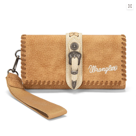 Wrangler Western Buckle RFID Wallet - Brown
