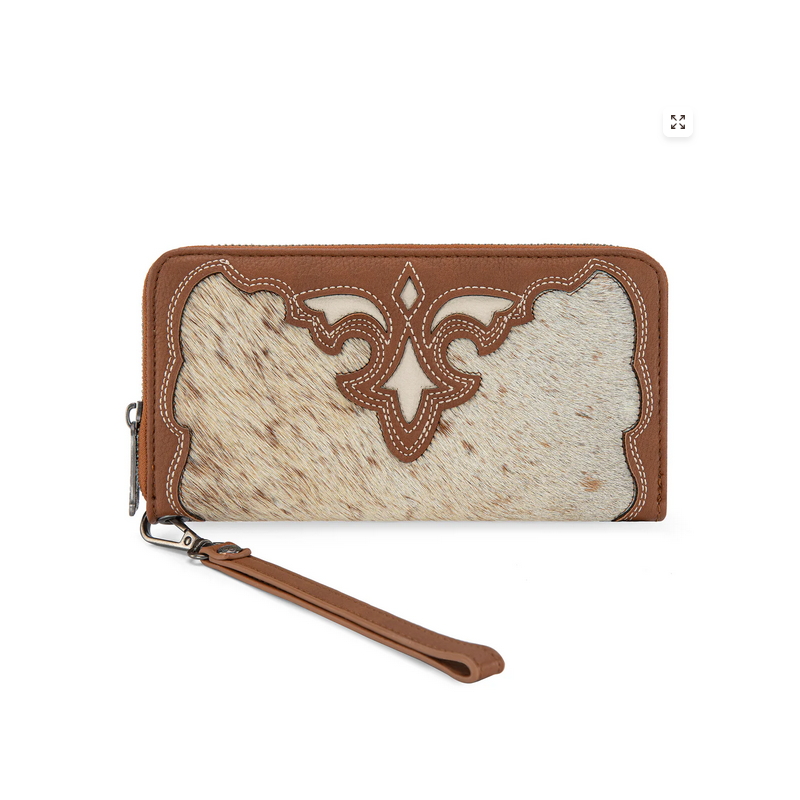 Trinity Ranch Hair-On Cowhide RFID Protected Collection Wallet - Brown