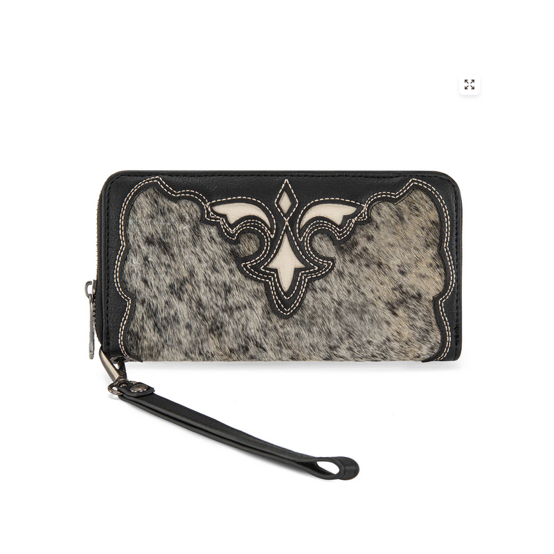 Trinity Ranch Hair-On Cowhide RFID Protected Collection Wallet - Black