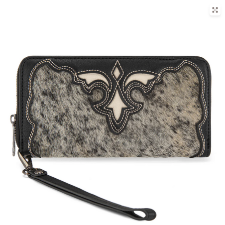 Trinity Ranch Hair-On Cowhide RFID Protected Collection Wallet - Black