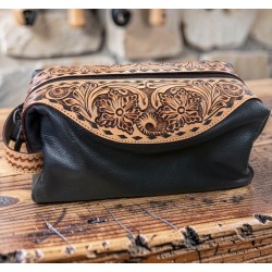 Black Leather Toiletry Case