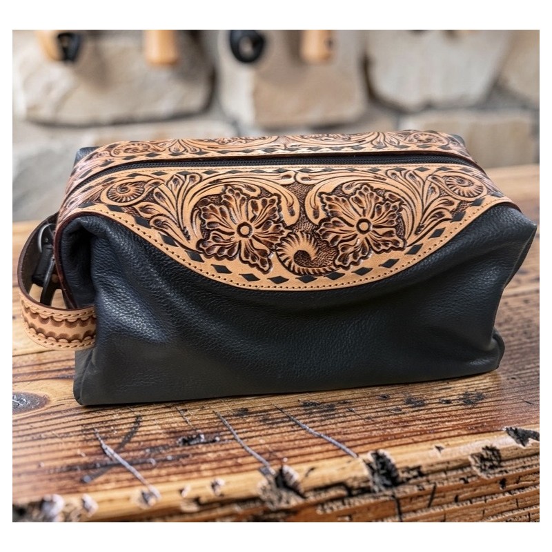 Black Leather Toiletry Case