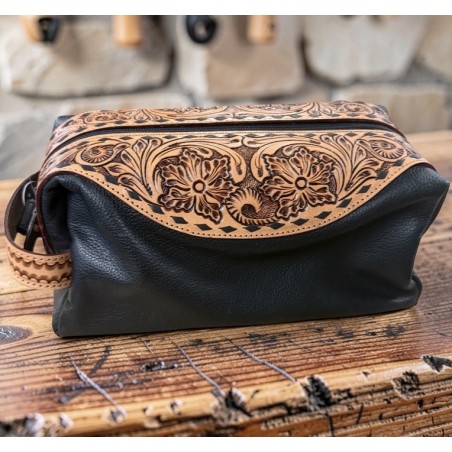 Black Leather Toiletry Case