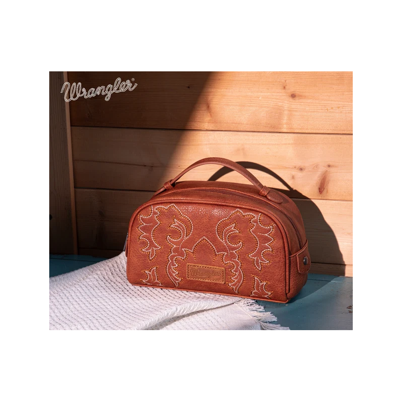 Wrangler Embroidered Multi Purpose/Travel Pouch - Brown