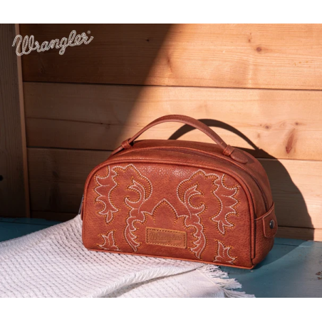 Wrangler Embroidered Multi Purpose/Travel Pouch - Brown