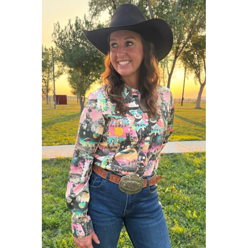 Sterling Kreek Cosmic Cowgirl Button Down Rodeo Shirt