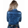 Cowgirl Tuff Pullover Button Up Navy & Blue Paisley Jersey with Blue Satin