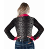 Cowgirl Tuff Pullover Button Up Leopard Jersey with Red Accents