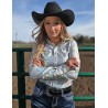Cowgirl Tuff Pullover Button-Up : White Holographic