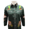 American Darling Embroidered Cotton Twill Shirt: Olive Green