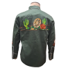 American Darling Embroidered Cotton Twill Shirt: Olive Green