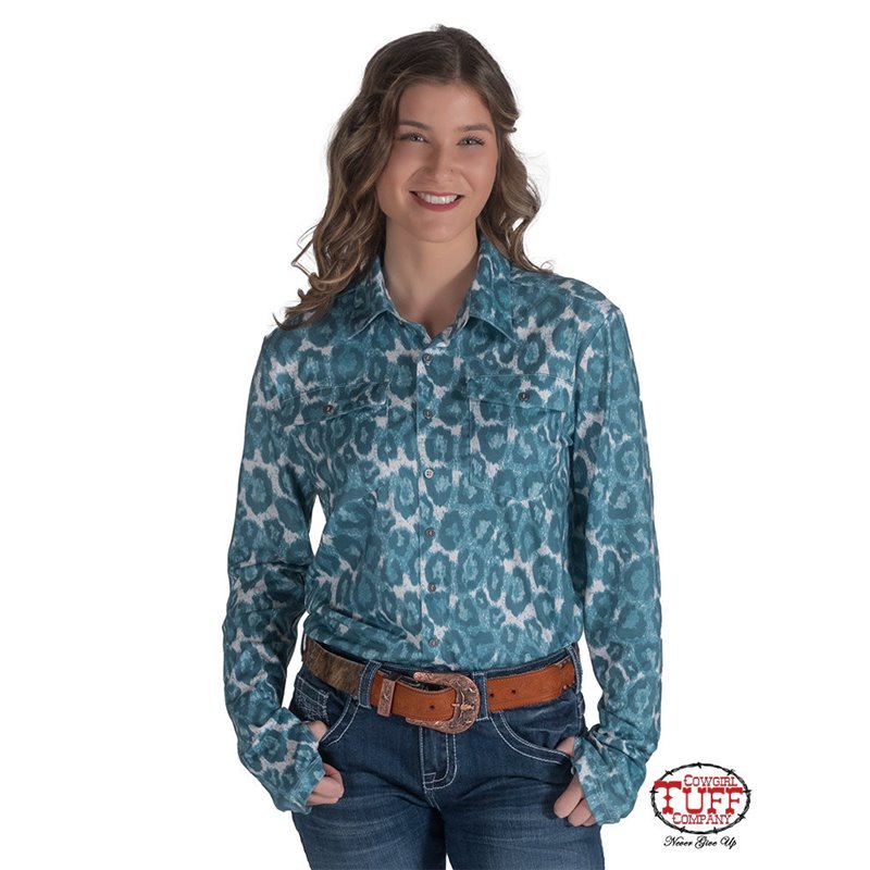 Cowgirl Tuff Turquoise Leopard Sport Jersey