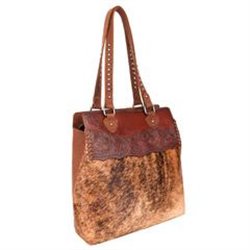 Montana West Leather Hair-On Cowhide Collection Tote Bag- Brown