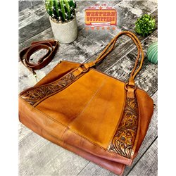 American Darling Brown Leather Tooled Purse