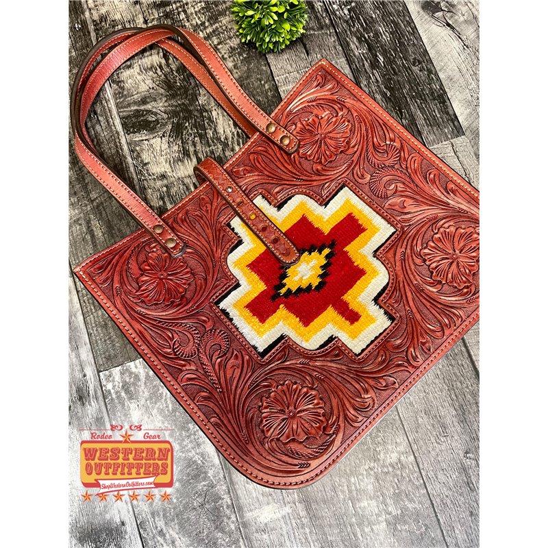 American Darling Tooled Leather Aztec Purse