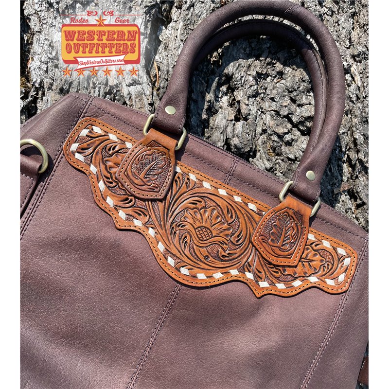 RARE 80's Vintage American West Hand-Tooled Leather Bag - Made in Paraguay  🇵🇾 | Tooled leather bag, Hand tooled leather, Leather tooling