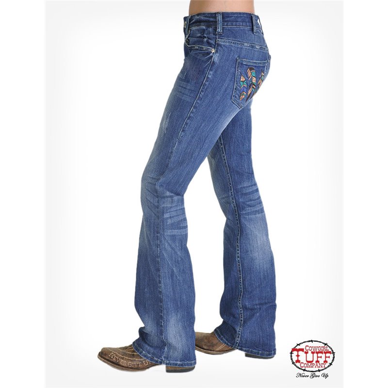 Cowgirl Tuff High Feather Jeans