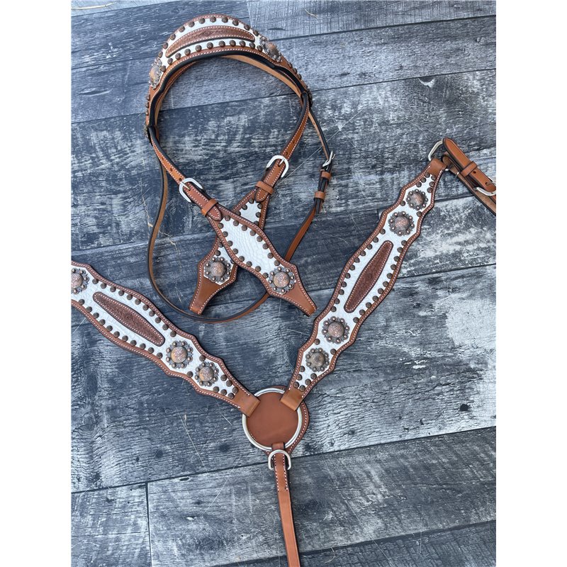 Holliday & Brown／リングモチーフ／サークル／チャコールグレー Doc Holiday Headstall and Breast Collar Set