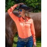 Cowgirl Tuff Breathe Instant Cooling Button Down Pullover (Tangerine)