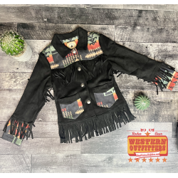 Black Aztec Fringe Jacket