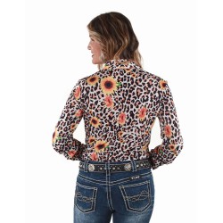 Cowgirl Tuff Leopard Sunflower Pullover Buton Up Shirt