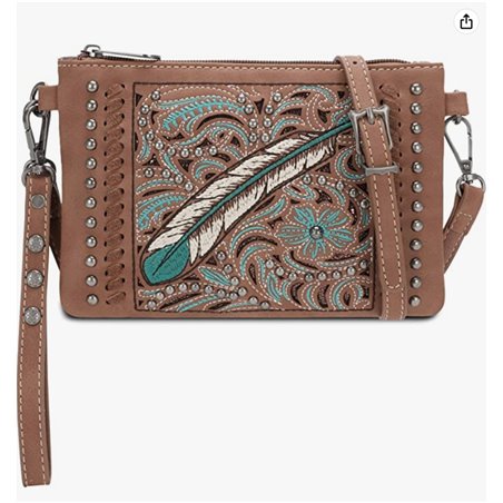 Montana West Real Leather Tooled Crossbody Clutch | Western leather, Real  leather, Leather crossbody purse