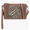 Montana West Feather Embroidered Collection Clutch/Crossbody: Brown