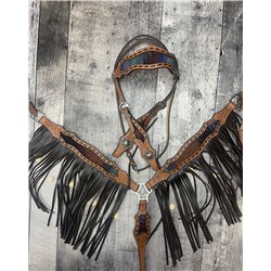 Pueblo Wool Fringe Headstall and Breast Collar Set