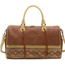 Montana West Aztec Tooled Collection Weekender Bag: Brown