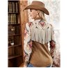 Montana West Women Aztec Graphic Long Sleeve Button Down Fringe Shirt