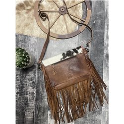 American Darling Brown & White Hide and Fringe Purse