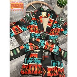 Black Aztec Belted Jacket