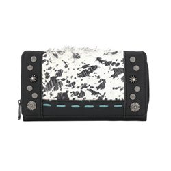 Trinity Ranch Hair-On Cowhide Collection Wallet - Black