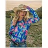 Cowgirl Tuff Pullover Button-Up: Hawaiian Print